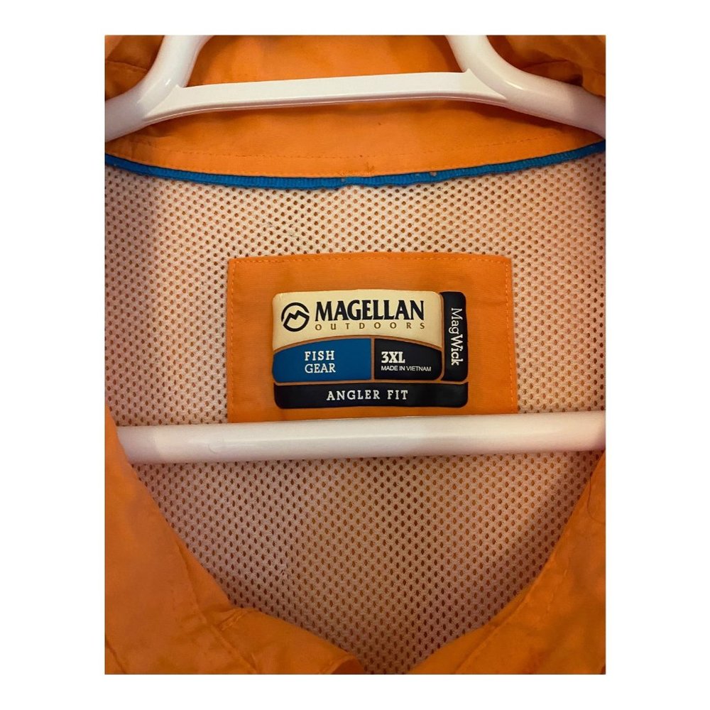 Magellan Outdoors Big Tall 3XL Vented Shirt Orange Angler Fit Fish Gear Mag Wick - Picture 3 of 14
